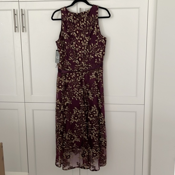Brand NWT Tahari Arthur S. Levine Aubergine/Gold sleeveless Dress size 12 - Picture 4 of 8